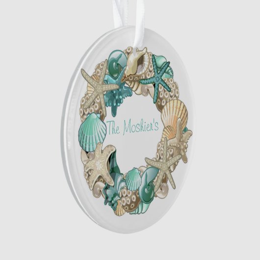 Personalisierter Seashell-Kranz-Ornament Ornament (Vorderseite)