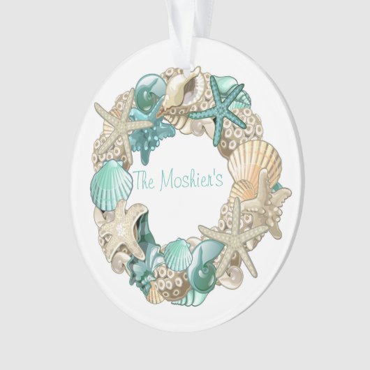 Personalisierter Seashell-Kranz-Ornament Ornament (Vorderseite)