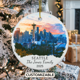 Personalisierter Seattle-Schmuck, Washington-Gesch Keramik Ornament
