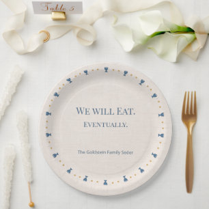 Personalisierter Seder-Teller zu Pessach mit Famil Pappteller