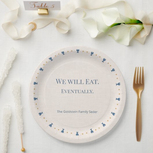 Personalisierter Seder-Teller zu Pessach mit Famil Pappteller (Hochzeit)