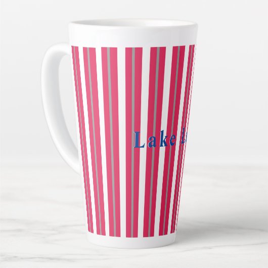 Personalisierter See oder Strand Red Strip Coff Milchtasse (Linke Ecke)