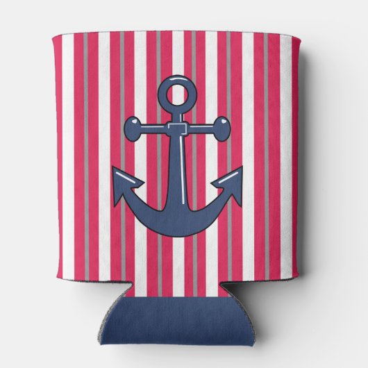 Personalisierter See oder Strand Rot Streifen Dosenkühler (Rückseite)