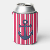 Personalisierter See oder Strand Rot Streifen Dosenkühler (Kanne Rückseite)