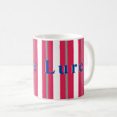 Personalisierter See oder Strand Rot Streifen Kaffeetasse (VorderseiteRechts)