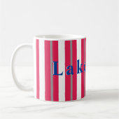 Personalisierter See oder Strand Rot Streifen Kaffeetasse (Links)