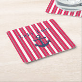 Personalisierter See oder Strand Rot Streifen Rechteckiger Pappuntersetzer (angewinkelt)