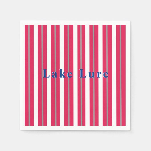 Personalisierter See oder Strand Rot Streifen Serviette (Vorderseite)