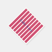 Personalisierter See oder Strand Rot Streifen Serviette (Ecke)