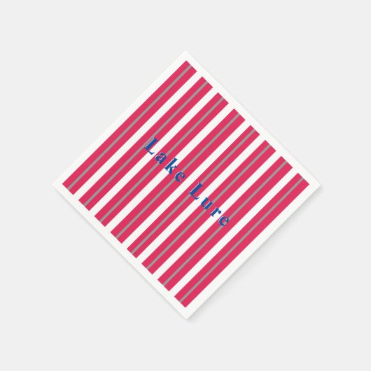 Personalisierter See oder Strand Rot Streifen Serviette (Ecke)