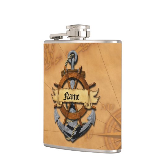 Personalisierter Seeanker und Rad Flachmann (Links)