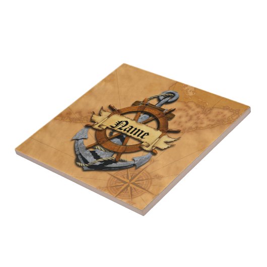 Personalisierter Seeanker und Rad Fliese (Seite)