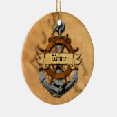 Personalisierter Seeanker und Rad Keramikornament (Rechts)