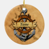 Personalisierter Seeanker und Rad Keramikornament (Hinten)