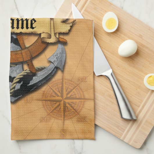 Personalisierter Seeanker und Rad Küchentuch (Viertel Falte)