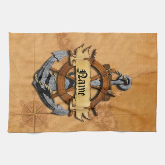 Personalisierter Seeanker und Rad Küchentuch (Horizontal)