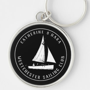 Personalisierter Segelclub schwarz vintage Schlüss Schlüsselanhänger