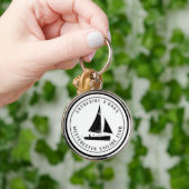 Personalisierter Segelclub, schwarzer Vintager Sch Schlüsselanhänger (Hand)