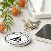 Personalisierter Segelclub, schwarzer Vintager Sch Schlüsselanhänger (Seite)