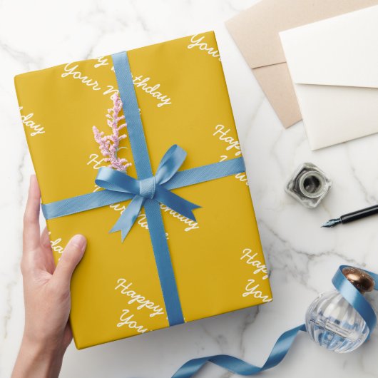 Personalisierter Senfgelb Geburtstag Geschenkpapier (Schenken)
