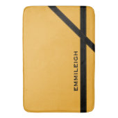 Personalisierter Senfgelb und schwarz Streifen Badematte (Vorderseite Vertikal)