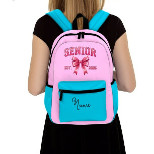 Personalisierter Senior 2026 mit rosa Schleife  Bedruckter Rucksack