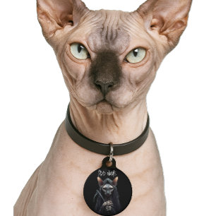 Personalisierter Sensenmann Sphynx Katze Lustig Haustiermarke
