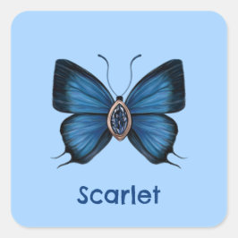 Personalisierter September Birth Blue Butterfly Quadratischer Aufkleber