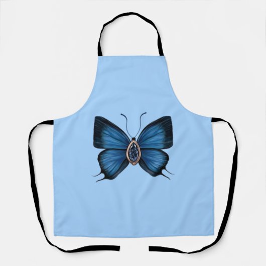 Personalisierter September Birth Blue Butterfly Schürze (Vorderseite)