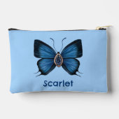 Personalisierter September Birth Blue Butterfly Zubehörtasche (Rückseite)