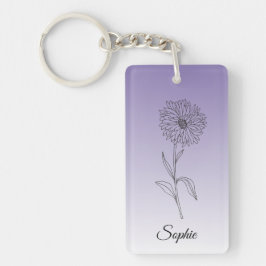 Personalisierter September Birth Blume Aster Schlü Schlüsselanhänger