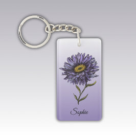 Personalisierter September Birth Blume Aster Schlü Schlüsselanhänger