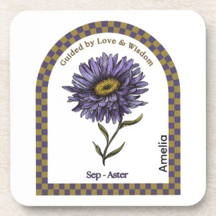 Personalisierter September-Geburtsmonats-Blumenunt Getränkeuntersetzer