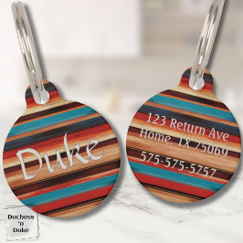 Personalisierter Serape-Streifen-Hunde-Name-Pet-ID Haustiermarke