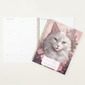 Personalisierter Serene White Cat Planner mit Name Planer (Anzeige)