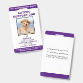 Personalisierter Service Dog Autismus Support Dog Ausweis (Vorder- & Rückseite)