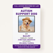 Personalisierter Service Dog Autismus Support Dog  Ausweis (Vorderseite)