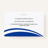 Personalisierter Service Dog Blue Foto ID Abzeiche Ausweis (Rückseite)