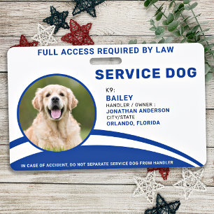 Personalisierter Service Dog Blue Foto ID Abzeiche Ausweis