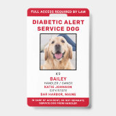 Personalisierter Service Dog Diabetisches Warnhund Ausweis (Vorderseite)