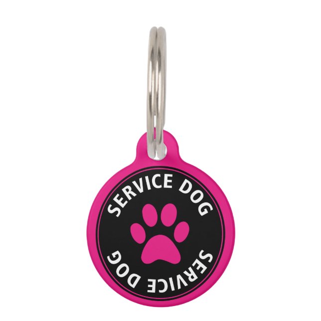 Personalisierter Service Dog Pink Pet Tag Haustiermarke (Vorderseite)