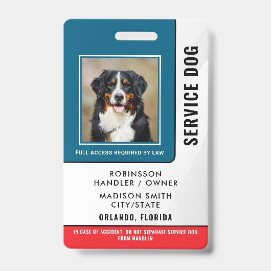Personalisierter Service-Hund Ausweis (Vorderseite)