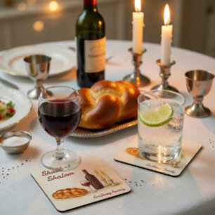 Personalisierter Shabbat Schalom Wasserfarbe-Unter Rechteckiger Pappuntersetzer