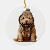 Personalisierter Shar-Pei-Hund Keramik Ornament (Vorne)