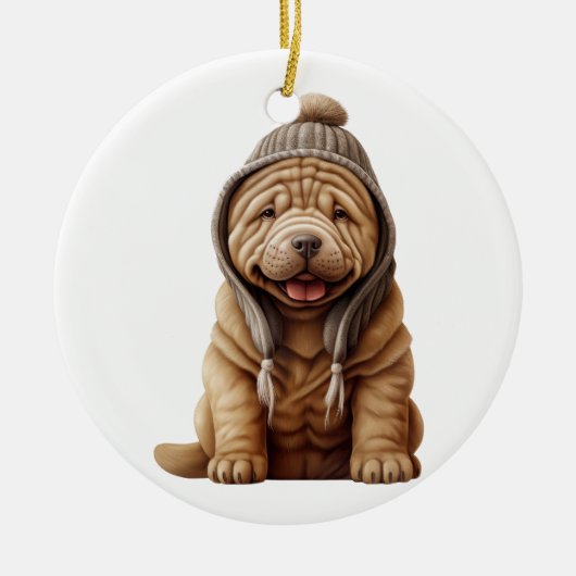 Personalisierter Shar-Pei-Hund Keramik Ornament (Vorne)