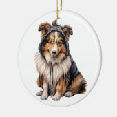 Personalisierter Shetland Sheepdog Hund Keramik Ornament (Links)