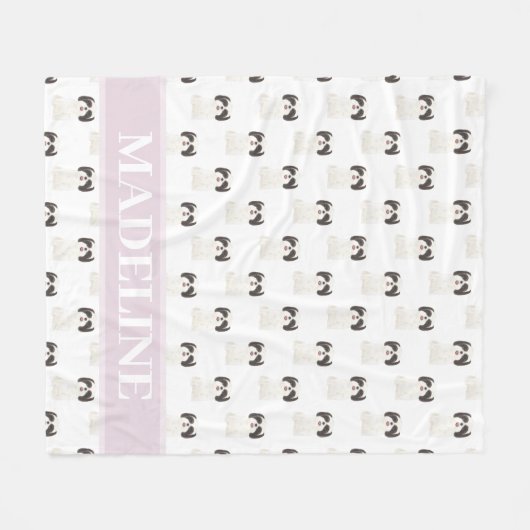 Personalisierter Shih Tzu (schwarz & weiß) Tan & W Fleecedecke (Vorderseite (Horizontal))