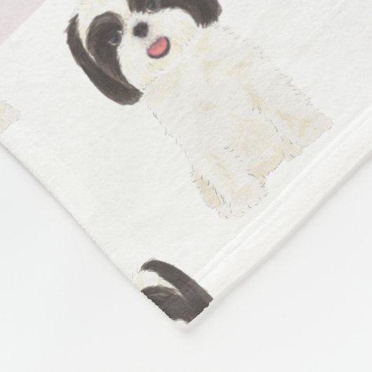 Personalisierter Shih Tzu (schwarz & weiß) Tan & W Fleecedecke (Ecke)