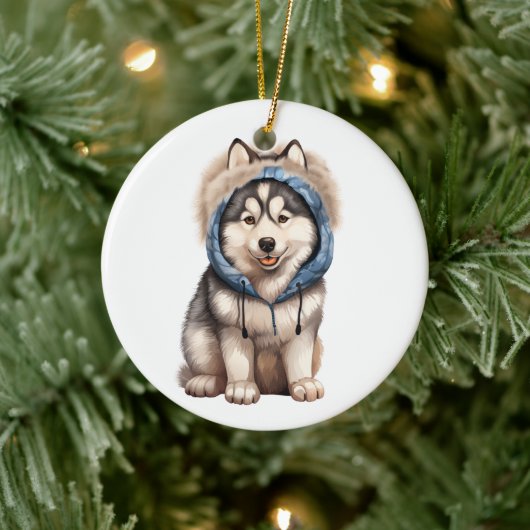 Personalisierter sibirischer Husky-Hund Kunst Keramik Ornament (Baum)