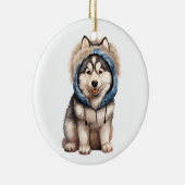 Personalisierter sibirischer Husky-Hund Kunst Keramik Ornament (Rechts)